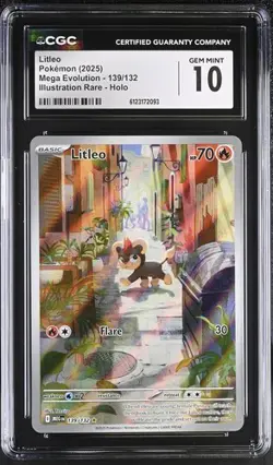 Pokemon Litleo 2025 Mega Evolution 139/132 Illustration Rare Holo CGC 10 - Image 1