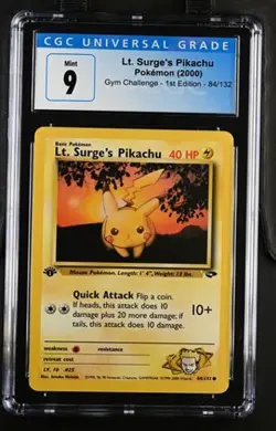 Pokemon Lt. Surge's Pikachu 2000 Gym Challenge - 1st Ed. 84/132 CGC 9 - Image 1