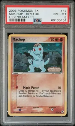 2006 Pokemon EX Legend Maker 57 Machop Reverse PSA 8 NM-MT - Image 1