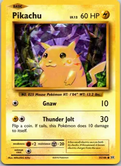Pokemon TCG Pikachu 35/108 Cracked Ice Holo Deck Exclusive XY Evolutions - HP - Image 1