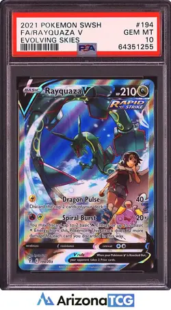 Pokemon 2021 Rayquaza V 194/203 Alt Art Evolving Skies GEM MINT PSA 10 - Image 1