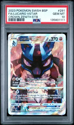 Fa/Lucario Vstar Pokemon Swsh Black Star Promo 291 NM PSA 10 - Image 1