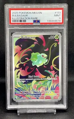 2025 POKEMON MEG EN-MEGA EVOLUTION ILLUSTRATION RARE #133 BULBASAUR PSA 9 MINT - Image 1