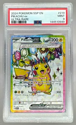 144510949 Pikachu Ex 2024 Pokemon Surging Sparks #219 PSA 9 - Image 1