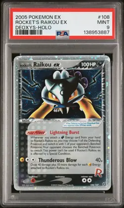 Pokemon Rocket's Raikou ex 108/107 Deoxys Holo PSA 9 - Image 1