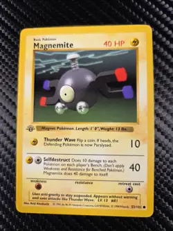 Pokemon Magnemite Base Set Shadowless 53/102 Common 1st Edition - Image 1