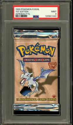Pokemon 1999 WOTC 1st Edition Fossil Aerodactyl Sealed Booster Pack PSA 9 - Image 1