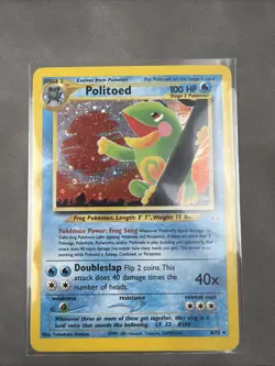 Pokemon TCG Politoed Holo Rare Card 8/75 Neo Discovery Unlimited Edition - Image 1
