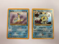 Pokemon TCG Base Set Holo Card Lot 2 Vintage Lapras Gyarados - Image 1