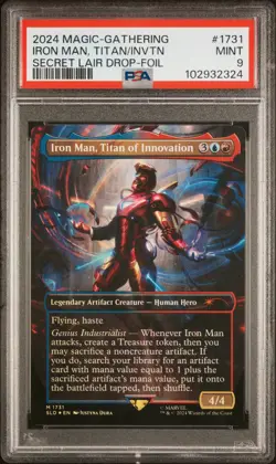2024 MTG SECRET LAIR DROP FOIL #1731 IRON MAN, TITAN OF INNOVATION PSA 9 - Image 1