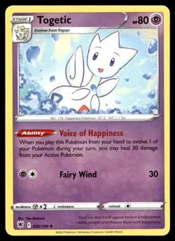 Togetic 56/189 Pokemon Card Astral Radiance Uncommon 80 HP Near Mint GS - Image 1