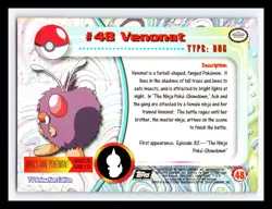 💥 VENONAT 1999 Topps Pokemon TV Non Holo Animation Series Black Logo # 48 - Image 2