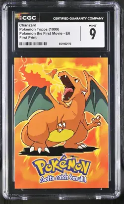 CGC 9 MINT Charizard Topps the First Movie E6 First Print Pokemon Card - Image 1