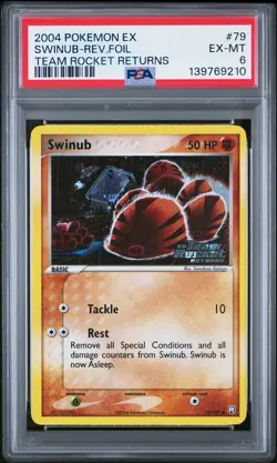 2004 POKEMON EX TEAM ROCKET RETURNS #79 SWINUB-REVERSE FOIL PSA 6 - Image 1