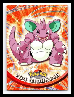 💥 NIDOKING 1999 Topps Pokemon TV Non Holo Animation Series Black Logo # 34 - Image 1