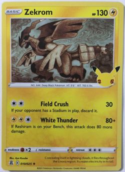 POKEMON ZEKROM 010/025 CELEBRATIONS RARE HOLO NEAR MINT - Image 1