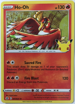 POKEMON HO-OH 001/025 CELEBRATIONS RARE HOLO NEAR MINT - Image 1