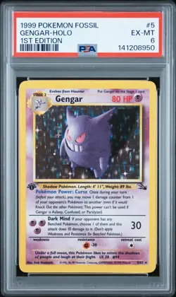 1999 Pokemon Fossil Gengar Holo 1st Edition PSA 6 #5 - Image 1
