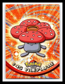 💥 VILEPLUME 1999 Topps Pokemon TV Non Holo Animation Series Black Logo # 45 - Image 1