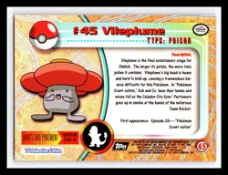 💥 VILEPLUME 1999 Topps Pokemon TV Non Holo Animation Series Black Logo # 45 - Image 2