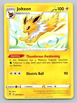 Pokemon Jolteon SWSH04: Vivid Voltage 047/185 Light Play LP+ or Better - Image 1