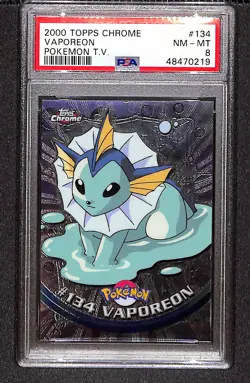 Vaporeon 2000 Topps Chrome Pokemon T.V. #134 PSA 8 - Image 1