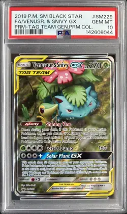 2019 Pokemon SM Black Star Promo #SM229 Full Art Venusaur And Snivy GX - PSA 10 - Image 1