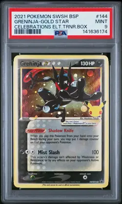 2021 POKEMON SWSH BLACK STAR PROMO #144 GRENINJA-GOLD STAR PSA 9 - Image 1