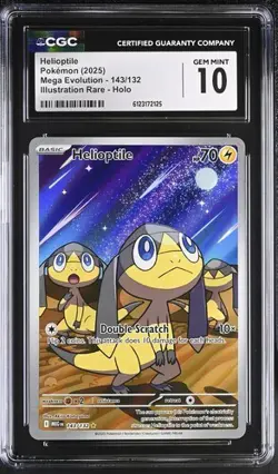 Pokemon Helioptile 2025 Mega Evolution 143/132 Illustration Rare Holo CGC 10 - Image 1