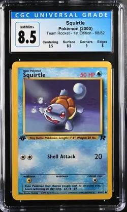 Pokemon Squirtle 2000 Team Rocket - 1st Ed. 68/82 CGC 8.5 - Image 1