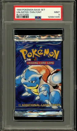 Pokemon 1999 Vintage WOTC Base Set Blastoise Sealed Booster Pack PSA 9 - Image 1