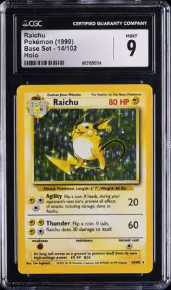 1999 POKEMON BASE SET HOLO #14 RAICHU CGC 9 - Image 1