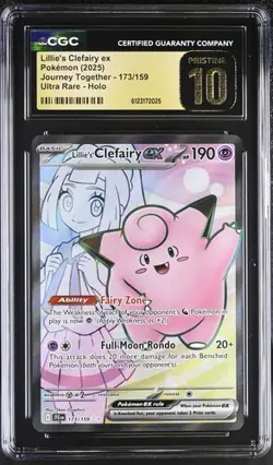 Pokemon Lillie's Clefairy ex 2025 Journey Together 173/159 Holo CGC PRISTINE 10 - Image 1