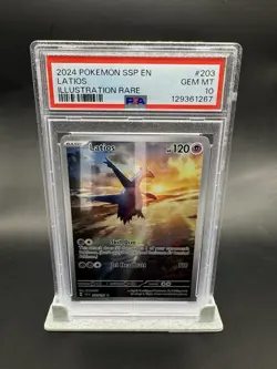 2024 Pokemon Surging Sparks Latios Illustration Rare Card #203/191 Graded PSA 10 - Image 1