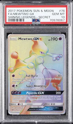 2017 POKEMON SUN & MOON SHINING LEGENDS SECRET #76 FULL ART/MEWTWO GX PSA 10 - Image 1