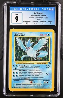 Pokemon Articuno 1999 Fossil 2/62 Holo CGC 9 - Image 1