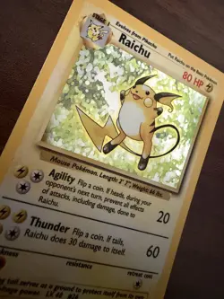 Pokemon Raichu Base Set Holo Rare Card 14/102 80 HP English 1999 WOTC Vintage - Image 2