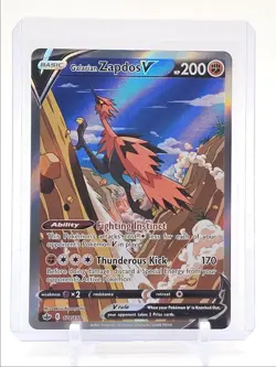 GALARIAN ZAPDOS V 2021 POKEMON CHILLING REIGN ULTRA RARE HOLO 174/198 Q5346 - Image 1