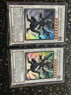 Yugioh 2x Infernity Doom Dragon THSD 1st Ed Ultra Rare LP - Image 2