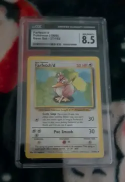 Pokemon TCG Farfetch'd Card 027/102 Regular Base Set Graded CGC 8.5 Free Ship ☑ - Image 1