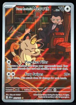 Team Rocket's Meowth #203/182 Destined Rivals NM/M Pokemon Card - Image 1