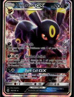 Umbreon GX Ultra Rare SM Base Set 80/149 Darkness Holofoil Pokemon Card - Image 1