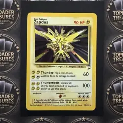Pokemon Zapdos 90 HP Holo Rare Basic Base Set 2 20/130 English Card Stock - Image 1