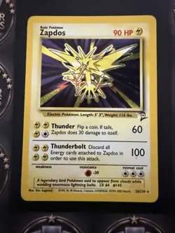 Pokemon Zapdos 90 HP Holo Rare Basic Base Set 2 20/130 English Card Stock - Image 2
