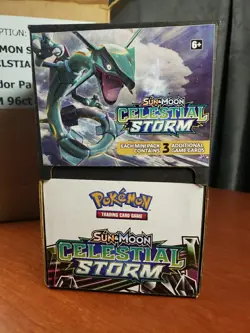 Pokemon TCG Sun and Moon Celestial Storm Full Gravity Feed Box (96) 3-Card Packs - Image 2
