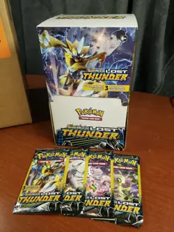 Pokemon TCG Sun & Moon Lost Thunder Full Gravity Feed Box ( 96 ) 3-card Packs - Image 1
