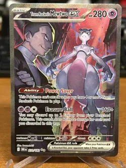 Team Rocket’s Mewtwo EX 231/182 Excellent Condition Pokemon Card Closeup Pics - Image 1
