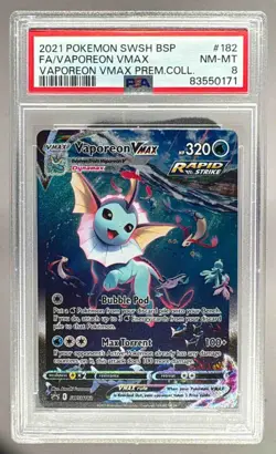 0171 Vaporeon VMAX 2019 Pokemon Sword & Shield Black Star Promos #SWSH182 PSA 8 - Image 1
