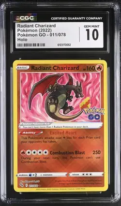 Pokemon Radiant Charizard 2022 Pokemon GO 011/078 Holo CGC 10 - Image 1