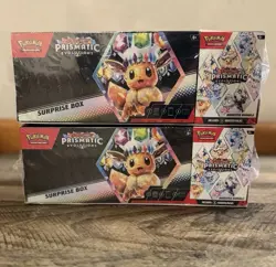 Lot Of 2 Pokemon Prismatic Evolutions Surprise Box+Booster Bundle Sams Club Set - Image 1